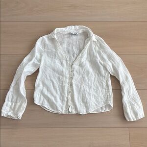 Zara White Button-Up Linen Shirt